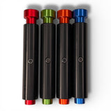 Anson PDR ShockBlocker X4 dent repair knockdowns in red, green, orange, and blue with black shafts and magnets.