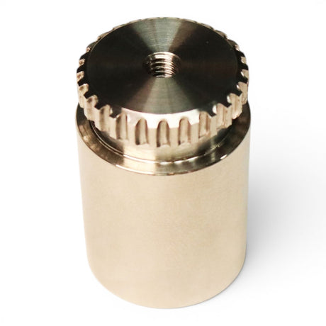 Anson PDR stainless steel indexing hub with threaded top and serrated edge. 1/2 inch tread ID.
