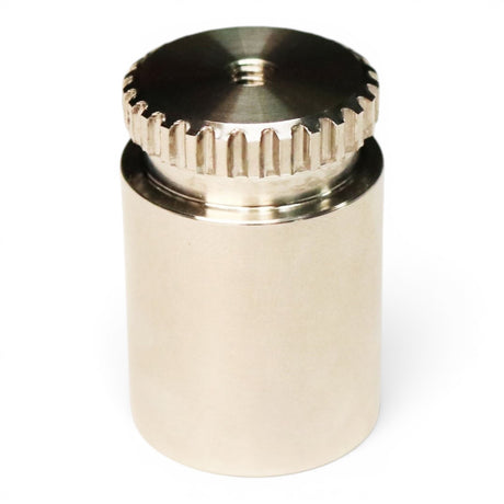 Anson PDR stainless steel indexing hub with serrated top and threaded center. Ideal for tool conversion.