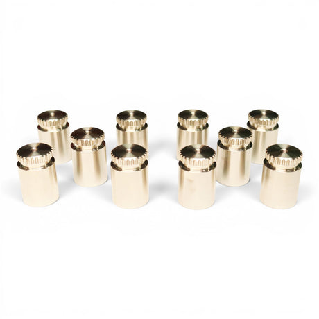 Anson PDR 10 pack stainless steel indexing hubs with 1/2 inch tread ID for tool conversion.
