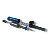 Anson PDR Storm Breaker slide hammer disassembled to show internal spring dampening system and blue patterned handle.