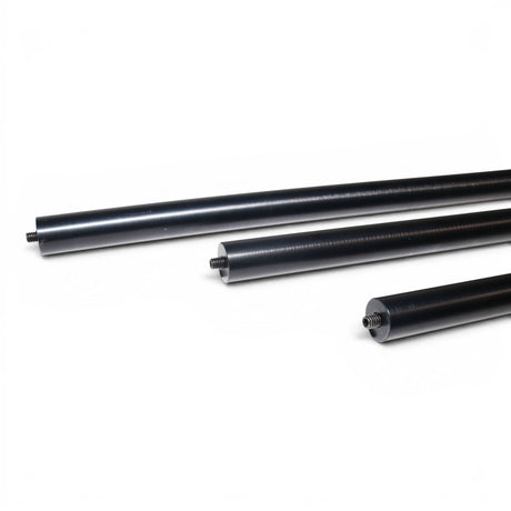 Anson PDR black anodized aluminum tactical extension handles in 12", 18", and 24" sizes with threaded ends and X grip.