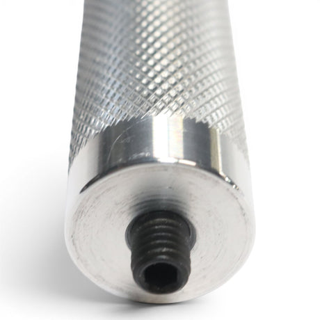 Anson PDR tactical knurled handle extension, silver metal with 5/16-18 thread and hex socket.