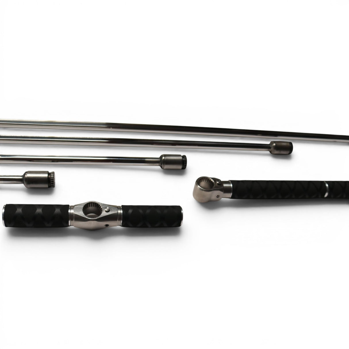Anson PDR stainless steel double shot sharp hub set with tactical T-handle and tactical handle.
