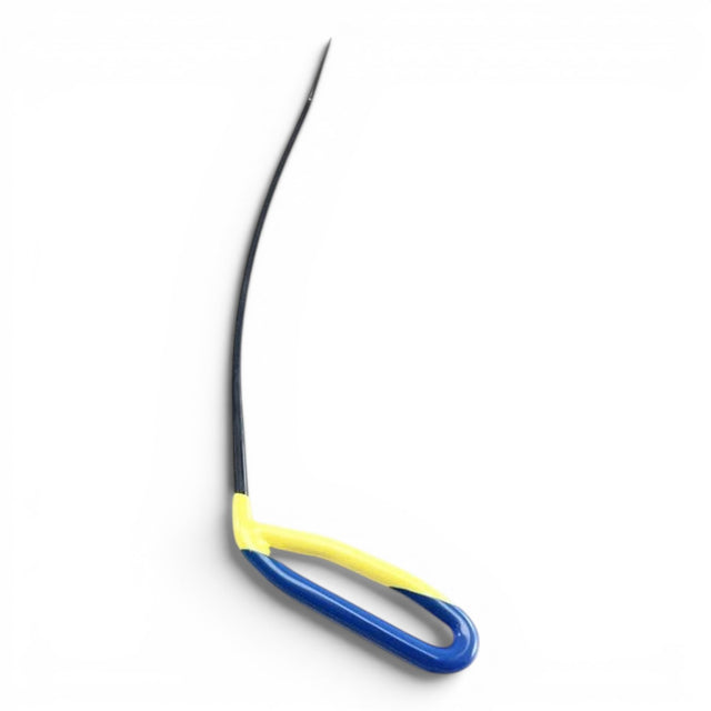 Anson PDR Tequila hand tool, 5/16" diameter, 13" long, right-handed arched brace with blue and yellow fixed handle.