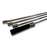 Anson PDR Tequila Pivot Pick HUB set featuring four stainless steel picks with black tactical guerrilla grip handles.