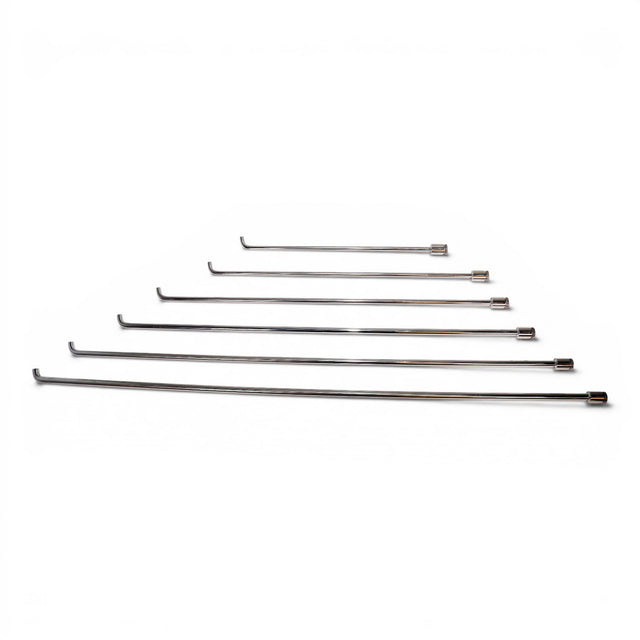 Anson PDR Tequila Single Bend stainless steel PDR rods with interchangeable tips. Set of 7 rods in varying lengths and diameters.