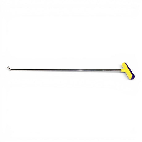 Anson PDR Tequila single bend stainless steel rod with interchangeable tip and yellow/purple fixed handle.