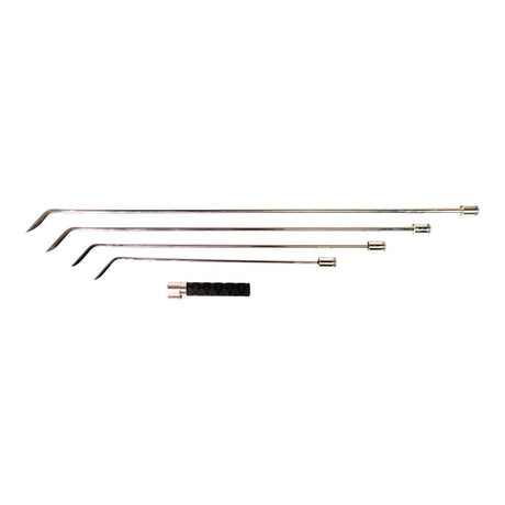 Anson PDR TEQUILA TOOLS CABALLERO 1 HUB SET with tactical inline handle, includes 4 metal rods with single pick blade tips and one black textured handle.