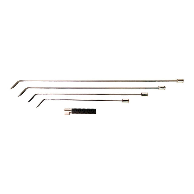 Anson PDR TEQUILA TOOLS CABALLERO 1 HUB SET with tactical inline handle, includes 4 metal rods with single pick blade tips and one black textured handle.