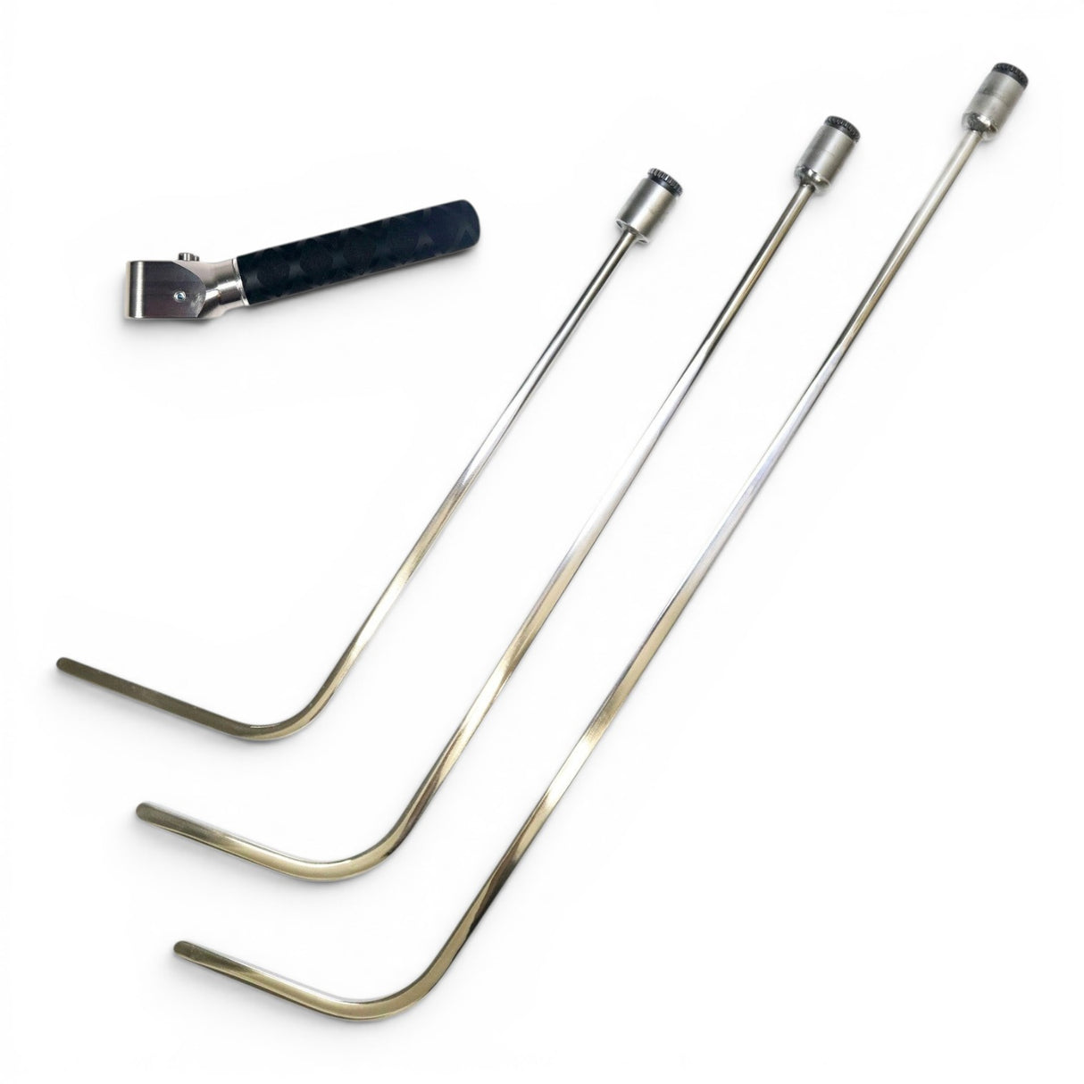 Anson PDR Tequila Tools Door Lord blade Hub Set with End Game handle, three metal rods with curved tips and a textured handle.