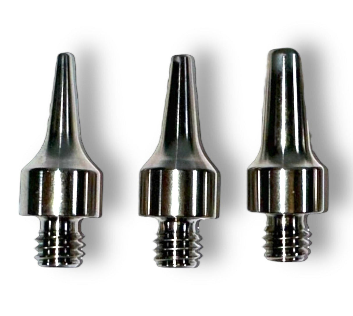 Anson PDR Set 1 titanium PDR knockdown tips: Pee Wee, Firing Pin, and Silencer. Polished finish.