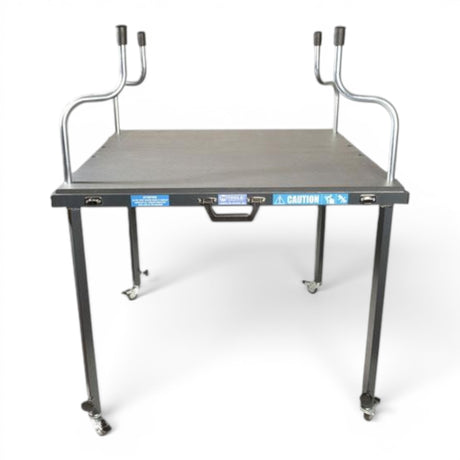 Anson PDR TK Tools hood stand with anthracite work surface, adjustable height, and locking caster wheels for workshops.