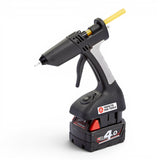 Anson PDR Trifecta cordless glue gun with dual temperature switch and M18 4.0Ah battery attached.