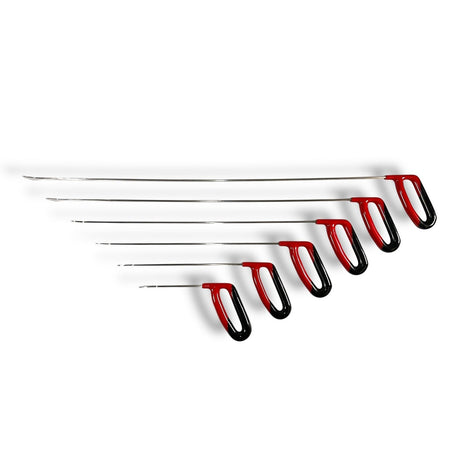 Anson PDR Whale Tail PDR rods with 1 1/4" heads in red and black, varying lengths.