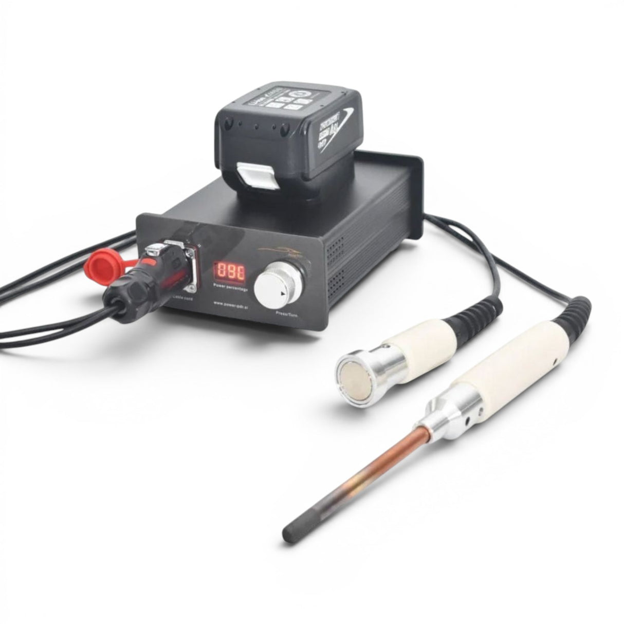 Power PDR wireless power box for paintless dent repair, with digital display and two repair tools.