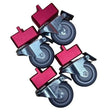 Anson PDR WQ Packout Glideator upgrade kit featuring four heavy-duty grey rubber casters with red mounting blocks.