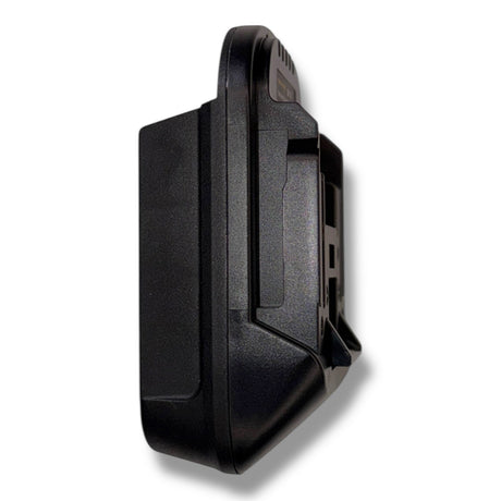 Anson PDR black plastic power tool battery adapter with USB port for 20V MAX to 18V tools. Adapts Makita to either Milwaukee or Dewalt