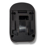 Anson PDR black plastic battery adapter with USB port for 20V MAX to 18V tools. Adapts Makita to either Milwaukee or Dewalt