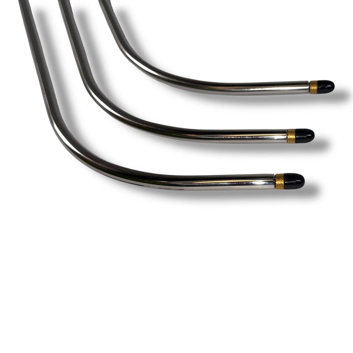 Anson PDR Swoop Compact Interchangeable Hub PDR rods with black tips and gold bands, designed for tight spaces.