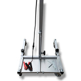 Anson PDR Econo Light Stand base with wheels, battery tray, alligator clips, and wrench. Aluminum construction.