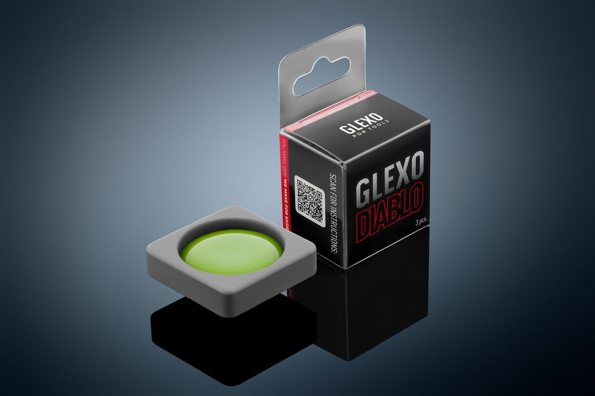 Anson PDR Glexo Diablo Cold Glue set of 3pcs in silicone molds for paintless dent repair.