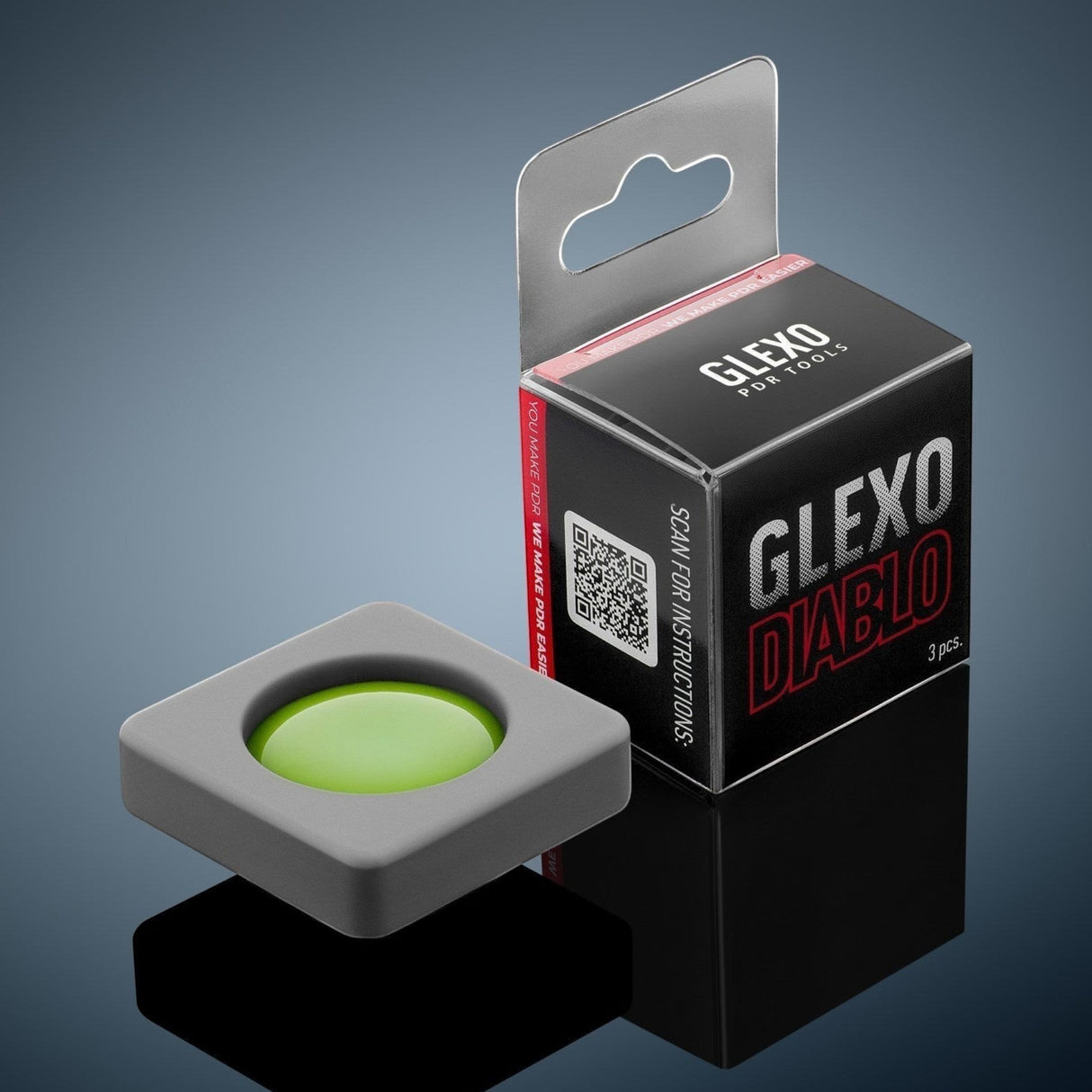 Anson PDR Glexo Diablo Cold Glue set of 3pcs in silicone molds for paintless dent repair.