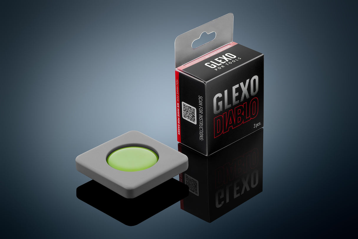 Anson PDR Glexo Diablo Cold Glue set of 3pcs in silicone molds for paintless dent repair.