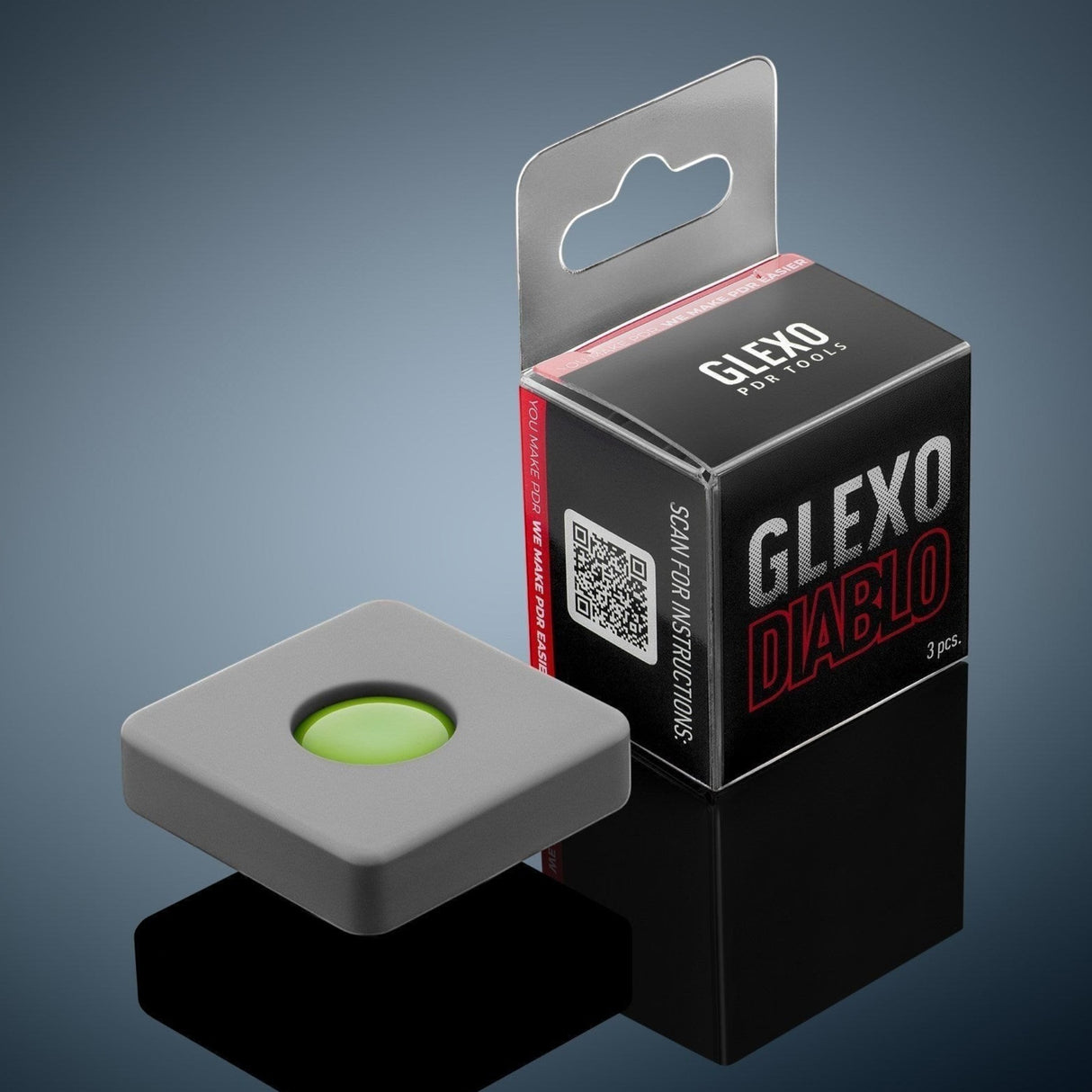 Anson PDR Glexo Diablo Cold Glue set of 3pcs in silicone molds for paintless dent repair.