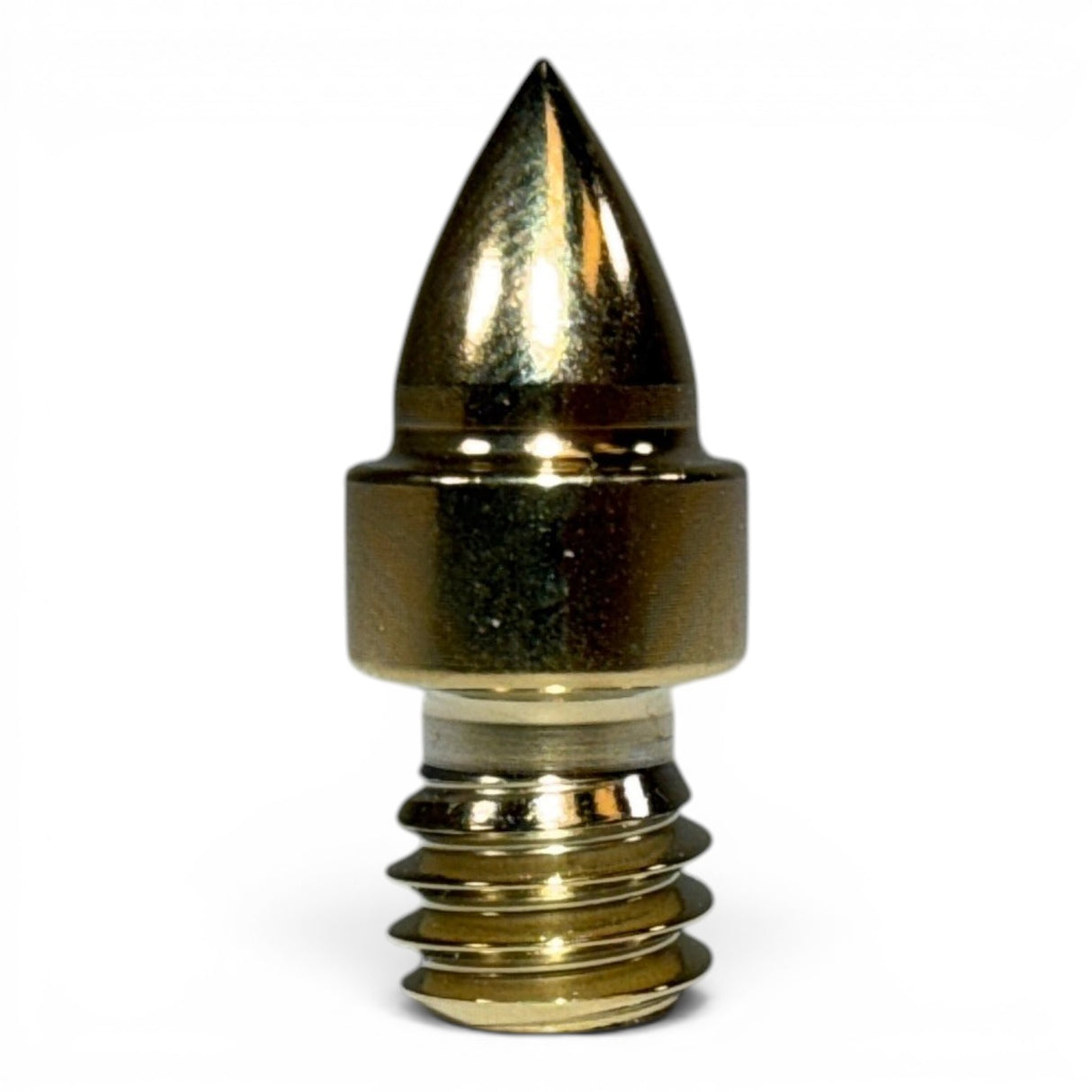 Anson PDR gold metal PDR tip with threaded base and pointed tip, 3/8 inch diameter.