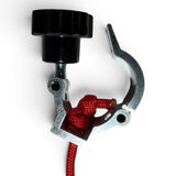 Anson PDR clamp-style rope ratchet with red rope and black knob, designed for hood stands.