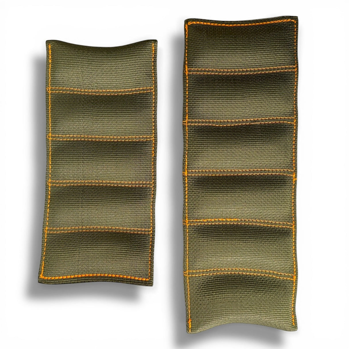 Anson PDR Tequila Leverage Pillow, a set of two olive green webbing tools with orange stitching, used for auto body repair and dent removal.