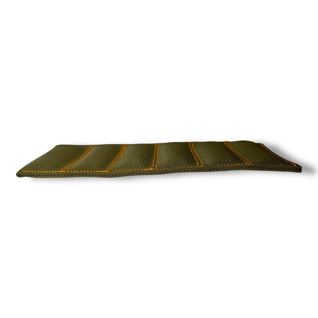 Anson PDR Tequila Leverage Pillow, a versatile tool made of durable green webbing with orange stitching, designed for auto body work, dent removal, and panel alignment.