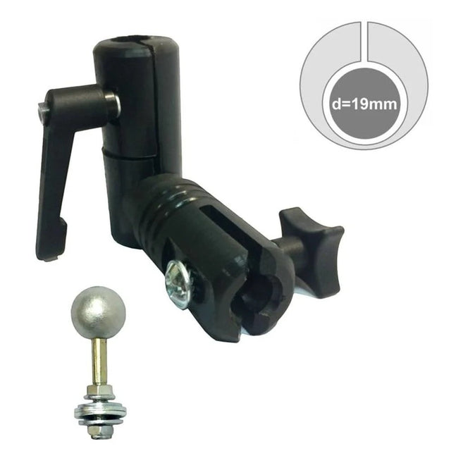 Anson PDR black plastic light stand collar with adjustable clamp and 19mm ball stud.