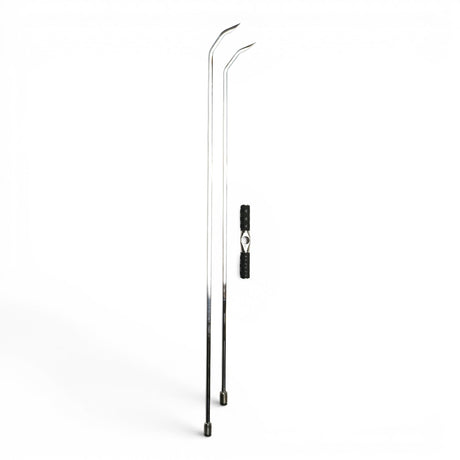 Anson PDR stainless steel double bend rods with sharp tips and tactical T-handle. Set includes 42" and 48" rods.