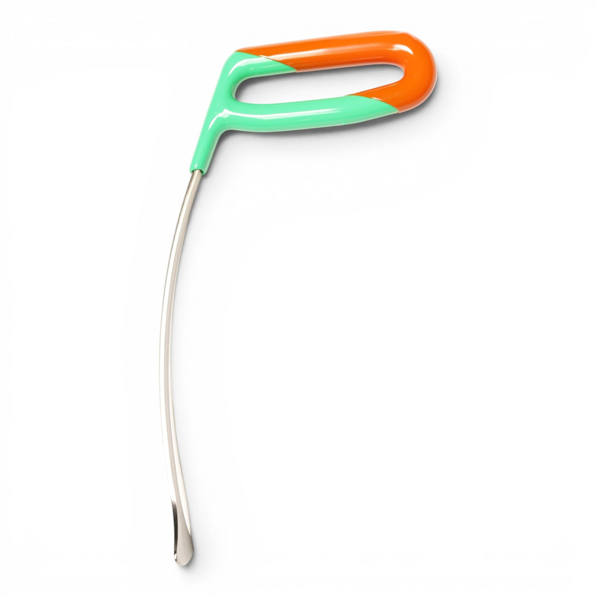 Anson PDR Tequila Rattlesnake 1 1/4" tail PDR tool with orange and green handle and curved metal shaft.